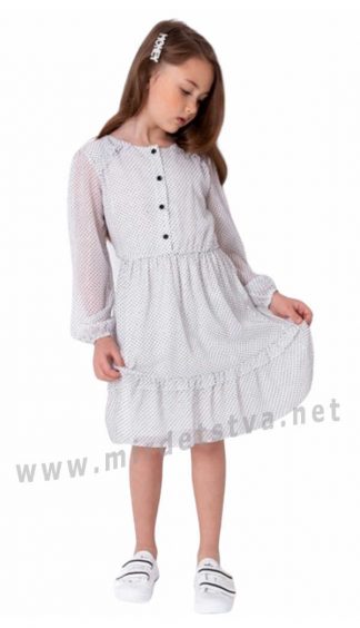 Шифоновое детское белое платье в крапинку Mevis 4232-01